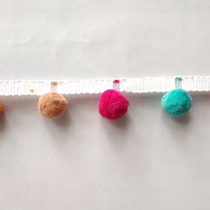 multi colored pom pom trim, Indian pom poms