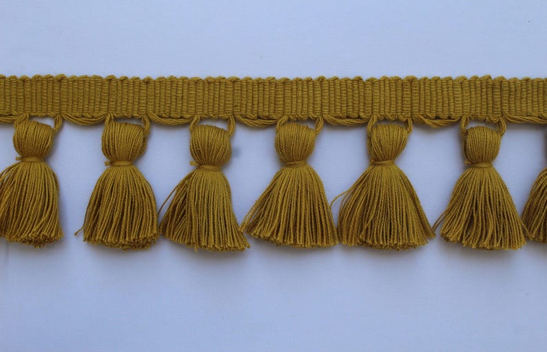 Mustard Ruffle Trim Mustard Yellow Tassel Trim, Tassel Fringe Trim, Tassel Trim, Tassel ...
