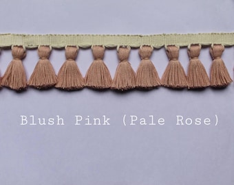 Blush pink tassel trim, pale rose tassel trim, tassel trim by the yard, tassel trimming, tassel trim, fringe, fringe trim, tassel fringe