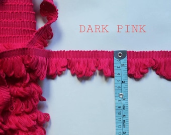 Adornos para cortinas, adornos de encaje, adornos para cojines, adornos de flecos, adornos para cortinas, adornos de borlas cortados a medida, adornos con borde de abanico rosa oscuro