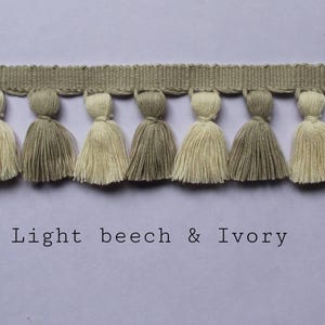 Light beech and ivory tassel trim,multi colored tassel fringe trim, Tassel trim, Tassel Trim By The Yard, fathers day gift, for dad