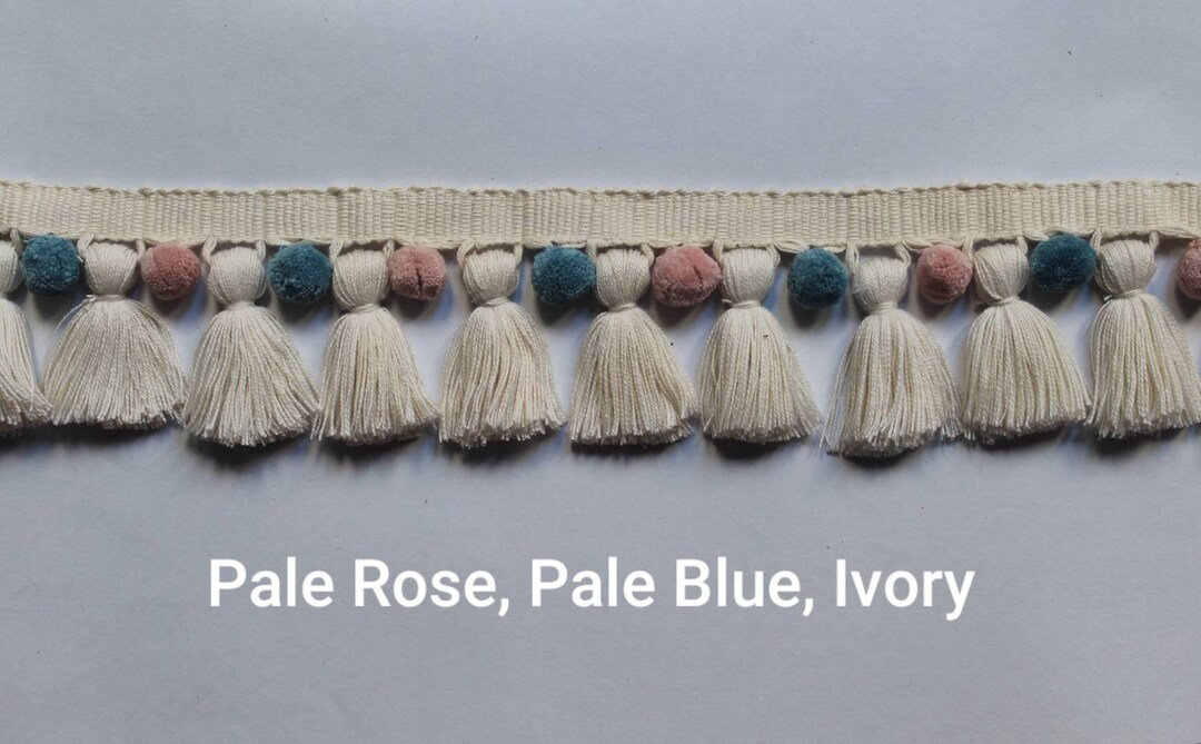 Pom Pom Tassel Trim,pale Rose Tassel Trim Pale Blue Tassel Trim, Ivory