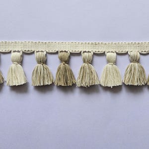 4 cm Beige ivory mixed tassel fringe trim, tassel trim fringe, tasssl trim by the yard, tassel fringe trim, cotton tassel trim uk