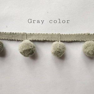 Size 2cm [0.78&quot;] Pom Pom Bobble Trim Fringe Pompom Trimming - BEST QUALITY!! Gray color mini pom pom Handmade Cotton Pom Pom Trim Bobbles
