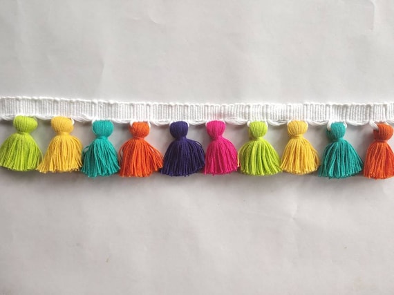 Cotton tassel trim Multi coloured tassel fringe trim trimmings and fringes fringe trim,fringe trim Tassel trim