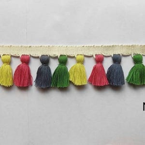 multi colored tassel fringe trim, tassel trim, tassel trim by the yard, tassel fringe, trim for cushions, trim for curtains, fringe trim