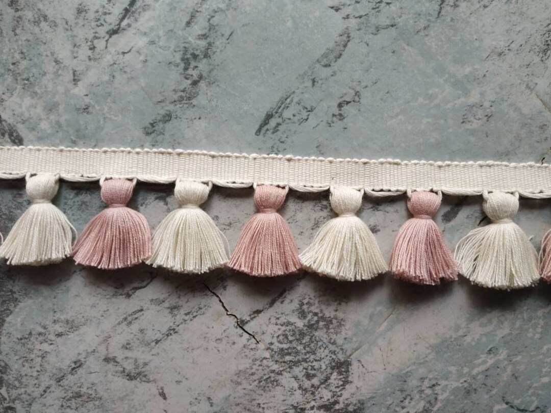Pale Rose Ivory Tassel Trim Blush Pink Tassel Trim Tassel Etsy