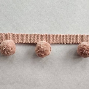 Pom pom fringe, blush pink( pale rose)pom pom trim, blush pink pom pom trim, pale rose pom pom trim