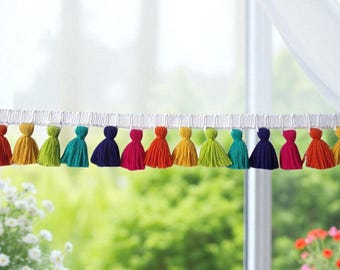 Tassel trim fringe, tassel trim by the yard, multi colored tassel trim, 6 color tassel, , curtain trims, lampshade trims, decorative trims