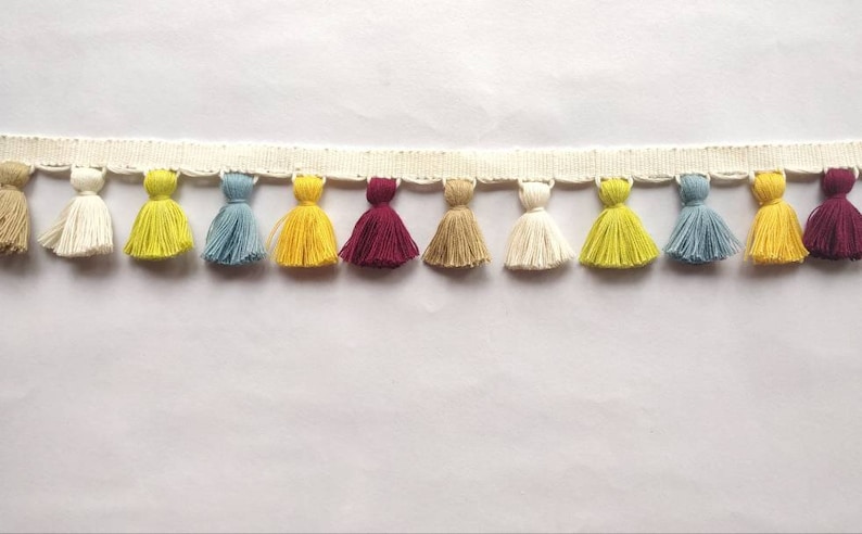 Cotton tassel trim Multi coloured tassel fringe trim trimmings and fringes fringe trim,fringe trim Tassel trim