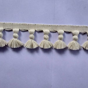 ivory tassel trim, indian trim, handmade tassel