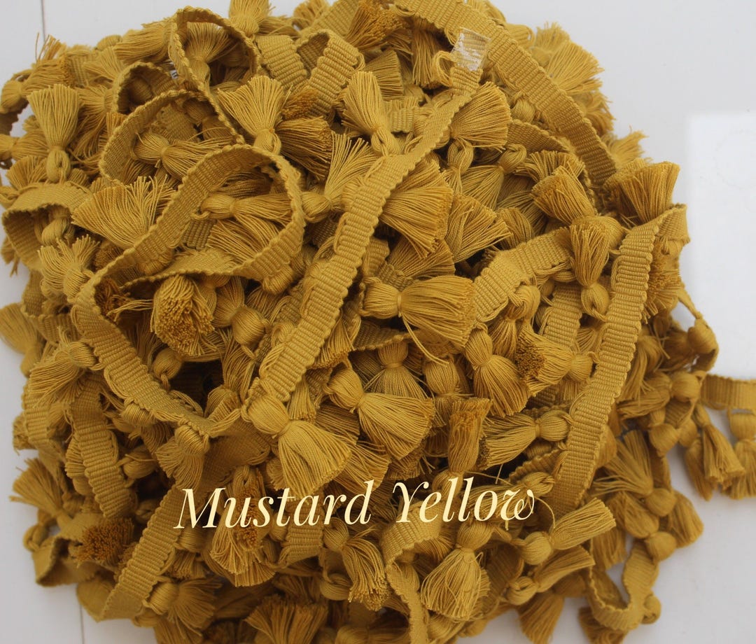 Mustard Ruffle Trim Mustard Yellow Tassel Trim, Tassel Fringe Trim, Tassel Trim, Tassel ...