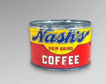 Nash's Drip Grind 1 Pound Coffee Tin NO Lid Empty 1921?