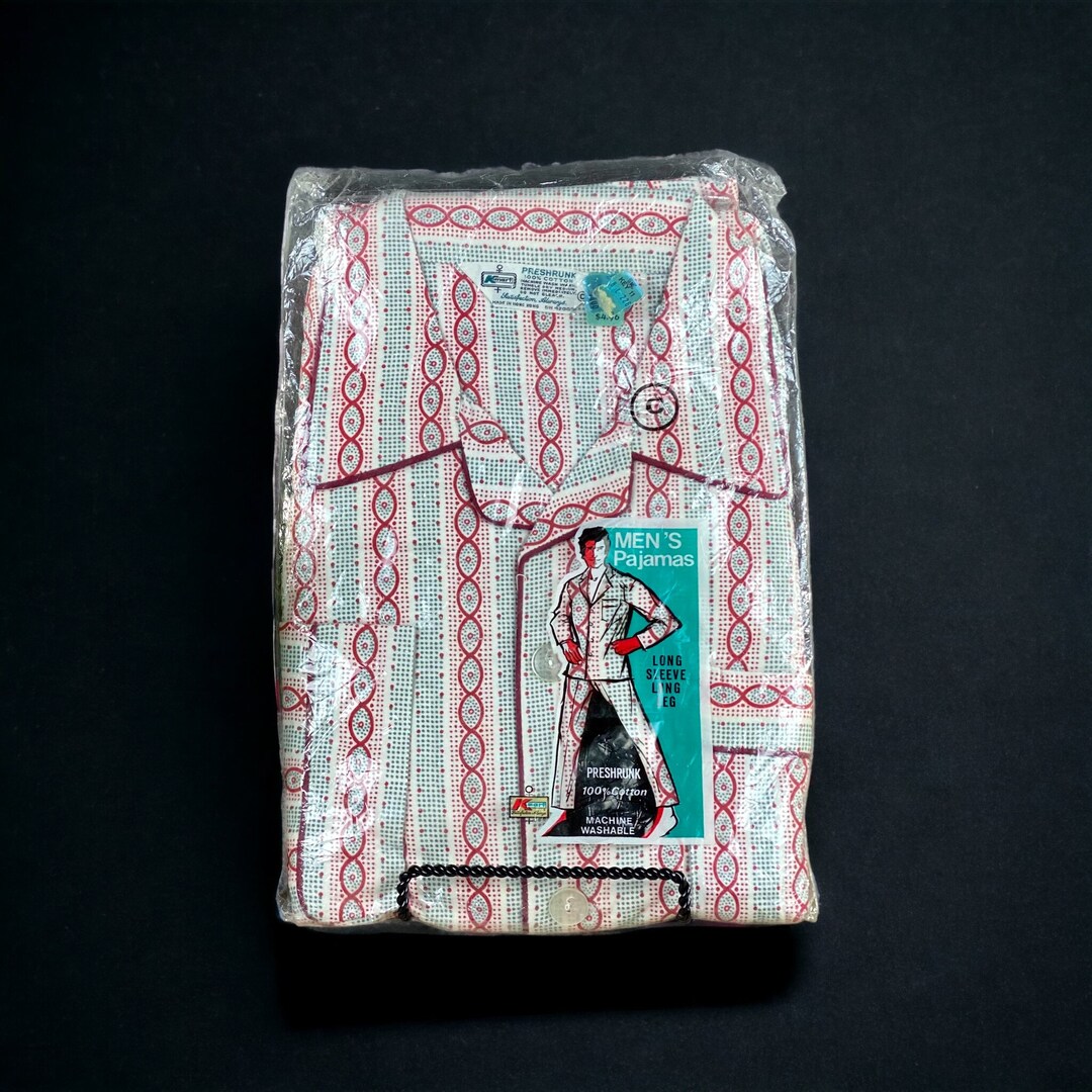 Vintage Mens Pajama Set NOS Kmart Size Large Long Sleeves New Etsy