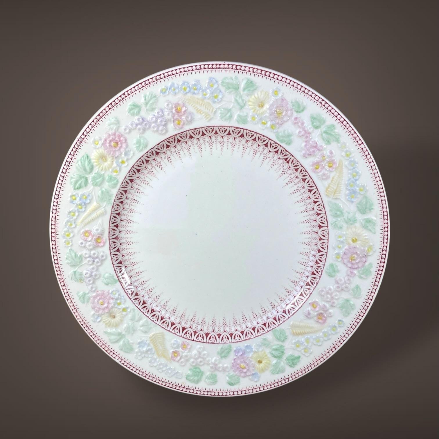 George Jones & Sons Shannon Floral Relief Dinner Plate England