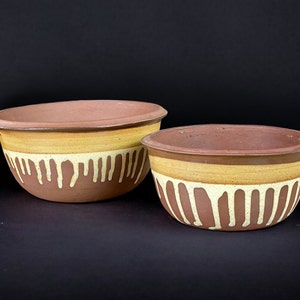 David Cressey Pottery Bowls SET of 2 Terra Major Gourmet Ware for Architectural Pottery California MCM Marked USA 166 and 167 Nice!