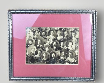 Antique Victorian Class Photo Collage Framed Group Portrait 1890s 1900s