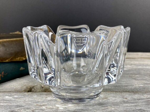 Orrefors Crystal Corona Bowl With Label Sweden Small Size NO Box