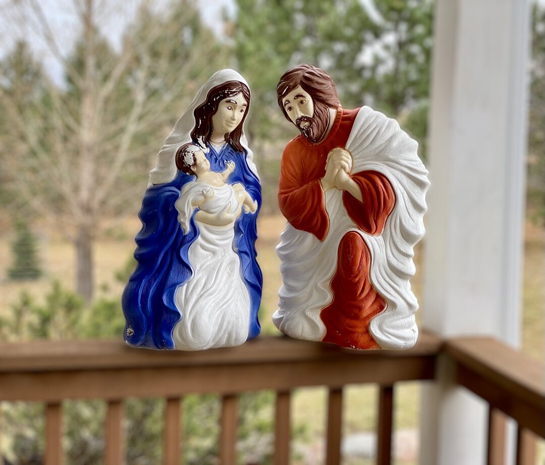 Christmas Blow Molds Nativity Joseph and Mary Holding Baby Jesus Set of