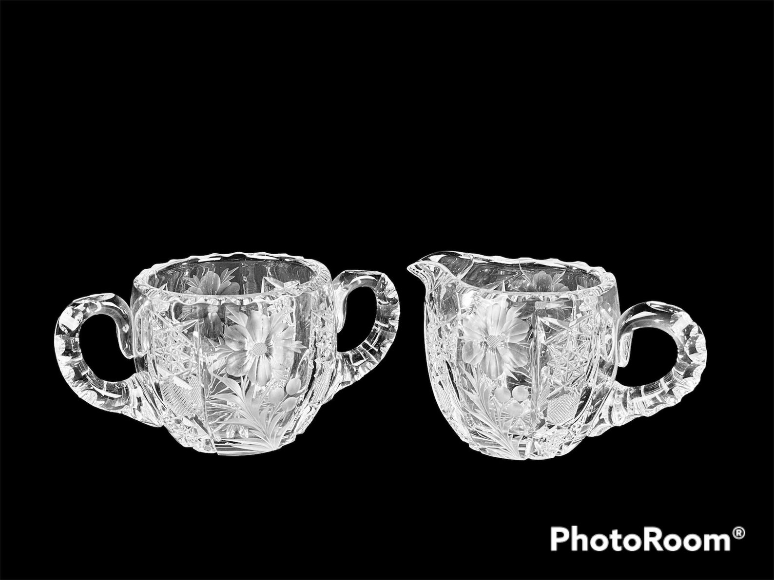 American Brilliant Cut Tuthill Primrose Creamer and Sugar Set Etsy