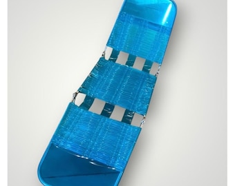 Jelly Tube Lawn Chair Bright Blue 80s-90s Chaise Lounge Retro Folding Patio Pool