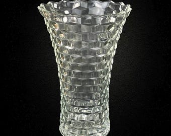 Homco Cubist Glass Flower Vase Geometric Midcentury Vintage 1970s
