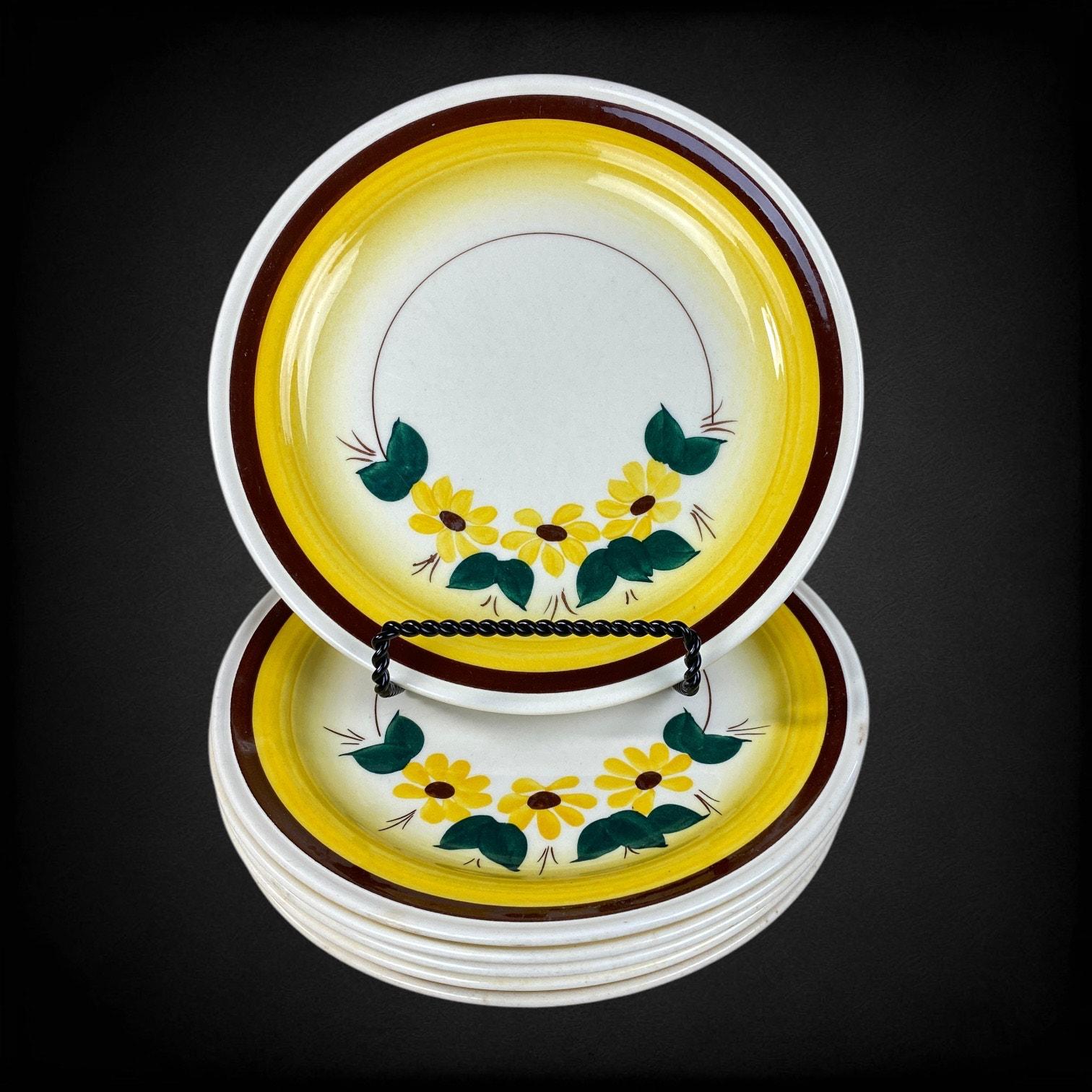 6 Vernonware Vernon Kilns Brown Eyed Susan Salad Plates Metlox