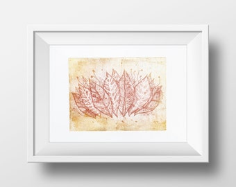 Autumn leaves etching graphic print wall poster// Winter leave botanical etching print //summer leaves wall poster graphic print