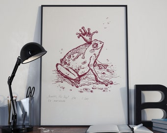 Princess the frog Limited edition silk screen print on paper 300g beetle printing poster wall decor 25x36 cm by Natimade