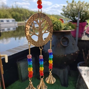 Tree of Life with chakra beads windchime, hippy, Bohemian,