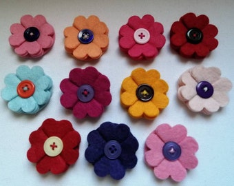 A Handmade Small Felt Flower Brooch - 4.5cm across, various colours available, ideal gift/favour