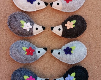 A Cute Handmade Felt Hedgehog Brooch, various natural colours, in a mix of 100 & 40% wool felt