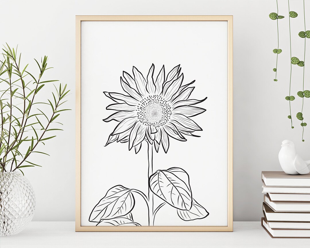 Sunflower Printable Art, Digital Download Flower Poster, Floral ...