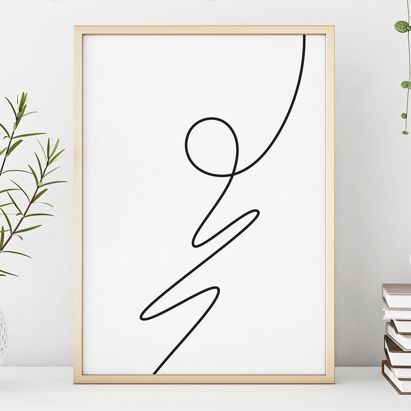 Squiggle line art, black and white digital download print, Nordic home poster, abstract wall decor