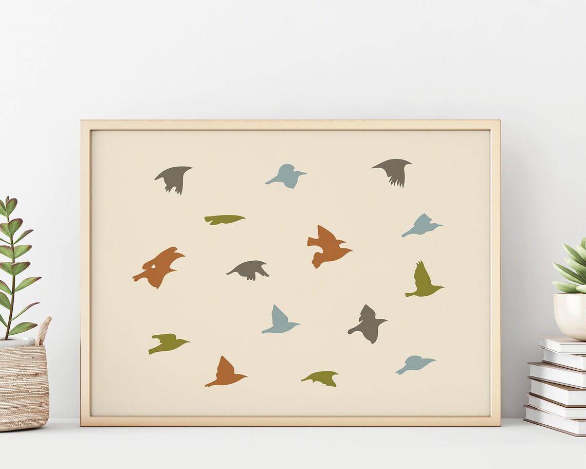 Abstract Birds in Flight Printable Wall Art Digital Download - Etsy
