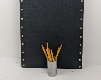 14" x 30" BLACK Burlap CORK Bulletin Board, NEW Sleek and Modern Style!!  Cork Board, Pin Board, Wedding Photo Display, Memory Board