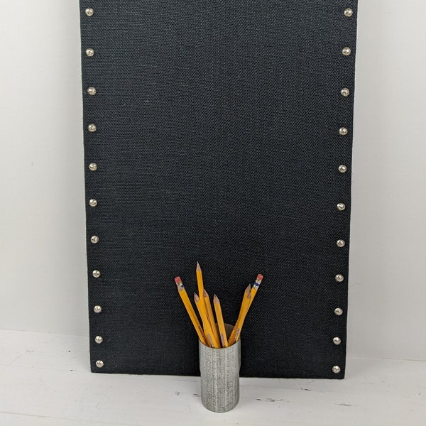 14" x 30" BLACK Burlap CORK Bulletin Board, NEW Sleek and Modern Style!!  Cork Board, Pin Board, Wedding Photo Display, Memory Board