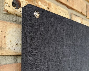 Large 24" x 36" Charcoal Gray Fabric Magnetic Board - Magnet Board - Linen Look - Modern Memo Board - Travel Magnet Display Board