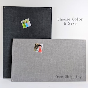 MODERN Gray Fabric Magnetic Board w Nail Head Accents & MAGNETS Office Organization Memo Board, Photo Board Bulletin Board Kids Decor