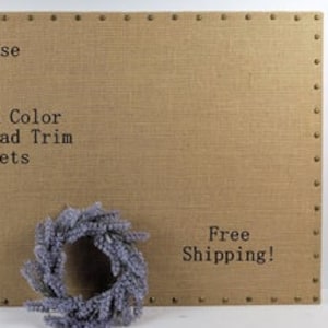 Premium CLASSIC Burlap Fabric Magnetic Bulletin Board w Nail Head Trim Photo Display Wedding Board Memo Board Vision Board image 1