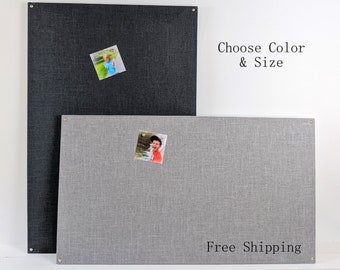 MODERN Gray Fabric Magnetic Board w Nail Head Accents & MAGNETS - Office Organization, Memo Board, Photo Board, Bulletin Board - Kids Decor