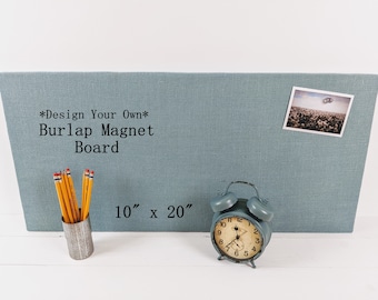 10" x 20" Premium Burlap Fabric Magnetic Bulletin Board - Message - Photo Board - Customized Magnet Board - Memo Board - Travel Magnet