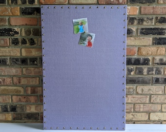 24" x 36" LARGE Purple / VIOLET Burlap Fabric Magnetic Bulletin Board with Nail Head Trim & MAGNETS - Photo Display - Wedding Board - Memo