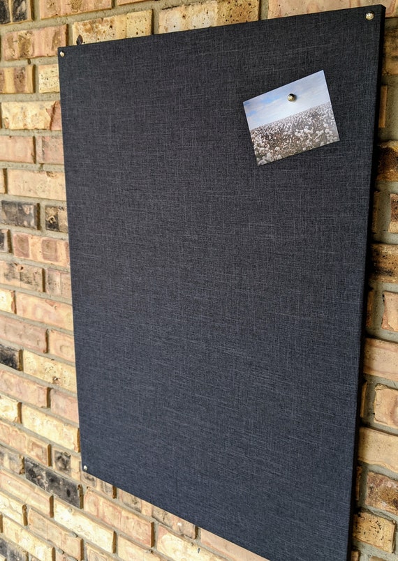 Large 24 X 36 Charcoal Gray Fabric Magnetic Board Magnet Board Linen Look  Modern Memo Board Travel Magnet Display Board 