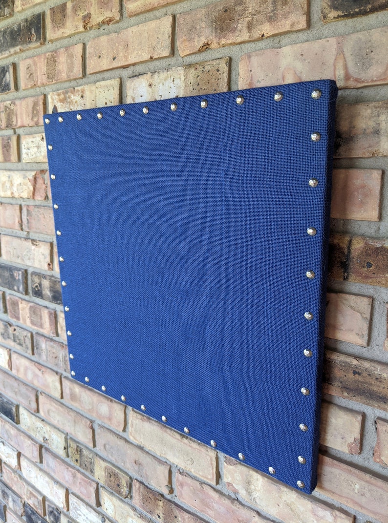 Premium CLASSIC Burlap Fabric Magnetic Bulletin Board w Nail Head Trim Photo Display Wedding Board Memo Board Vision Board image 9
