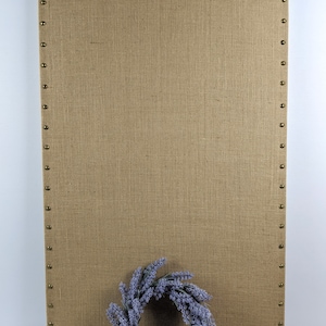 Premium CLASSIC Burlap Fabric Magnetic Bulletin Board w Nail Head Trim Photo Display Wedding Board Memo Board Vision Board image 5