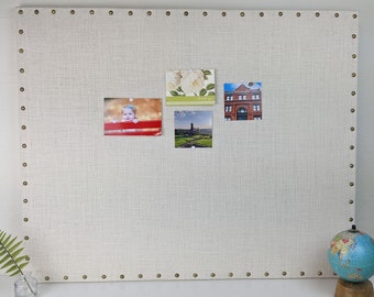 CORK X Large 30" x 36" White Burlap Cork Board, Pin Board for Office, Photo Display Board, Memo Board