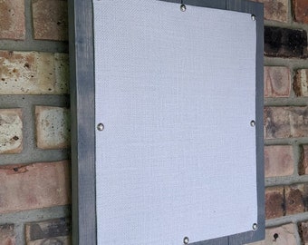 WHITE Magnetic Bulletin Board, Weathered Gray Frame, Pallet Frame, Gift for Him, Wedding Gift, Framed Photo Display, Memo Board