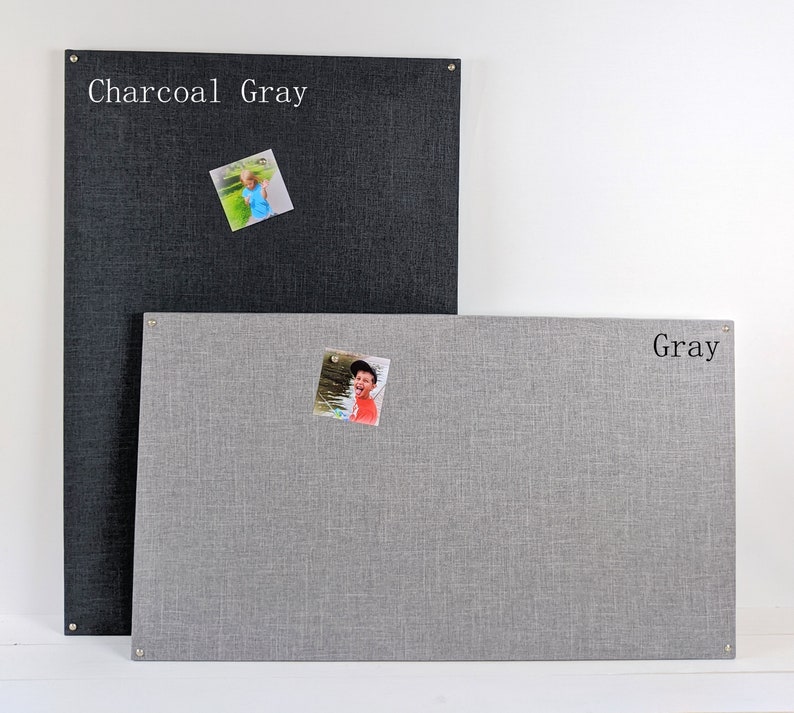 MODERN Gray Fabric Magnetic Board w Nail Head Accents & MAGNETS Office Organization, Memo Board, Photo Board, Bulletin Board Kids Decor image 2