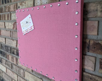 PINK Bulletin Board, Magnetic Board, Office Organizer, Girl's Room, Crystal Trim, Baby Room Decor, Photo Display, Birthday Gift, Memo Board